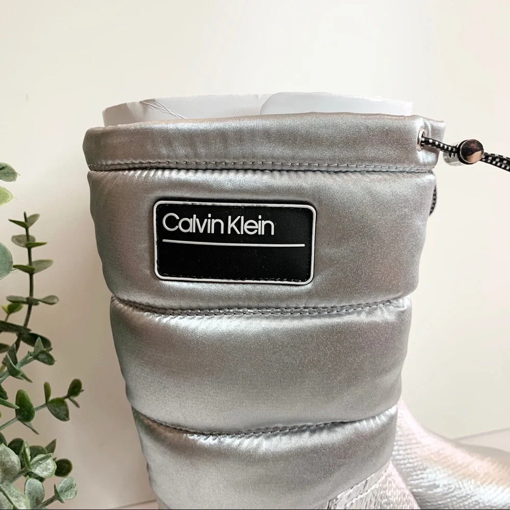 Calvin Klein Leaton Metallic Puffy Bomber Boots Winter Shoes Water Resistant